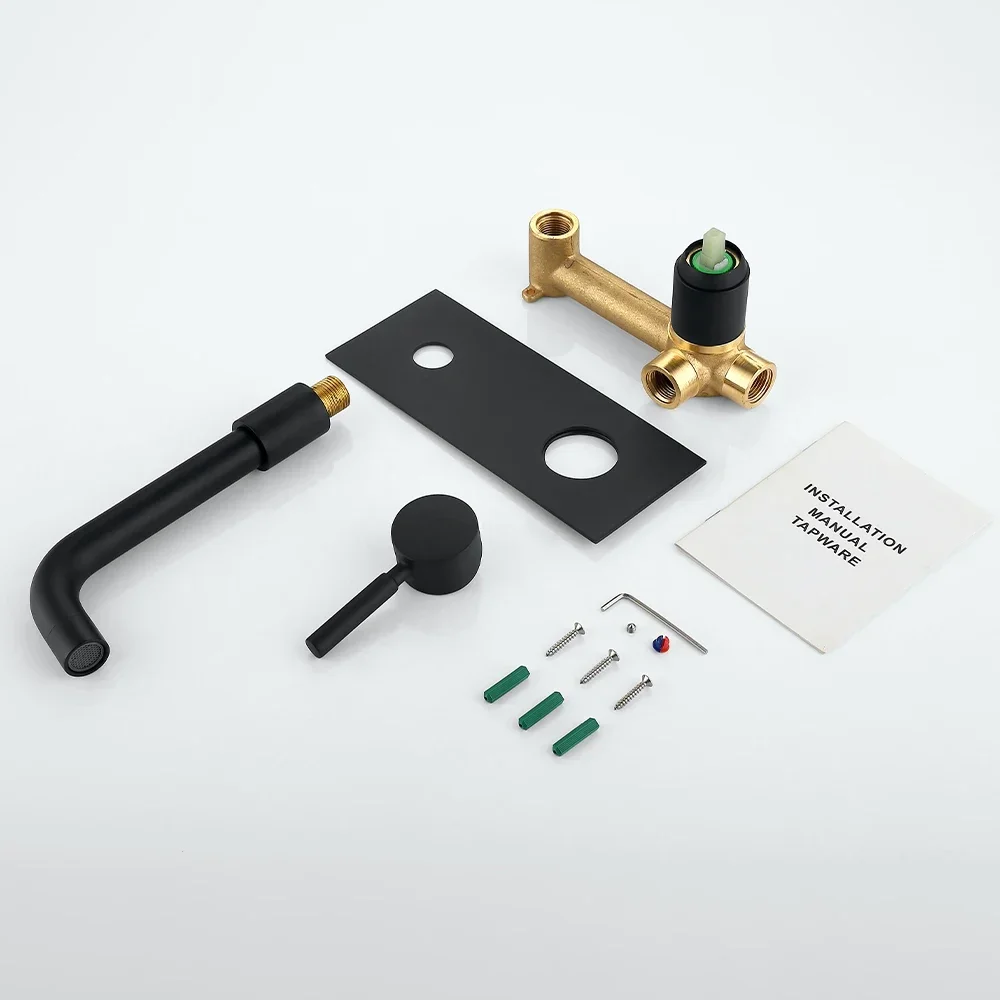 Bagnolux Black Embedded Installation Two Holes Shower Bathtub Vanity With Sink Cold And Hot Mixer Bathroom Faucet view 6