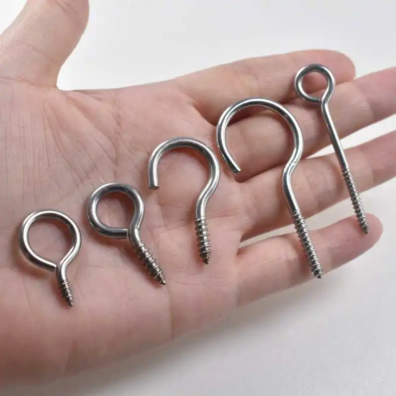 

304 Stainless Steel Sheep Eye Ring Self-Tapping Screw Hook Hanging Ring Iron Hook Light Hook with Ring Sheep Eye Nail Sheep Eye Wire