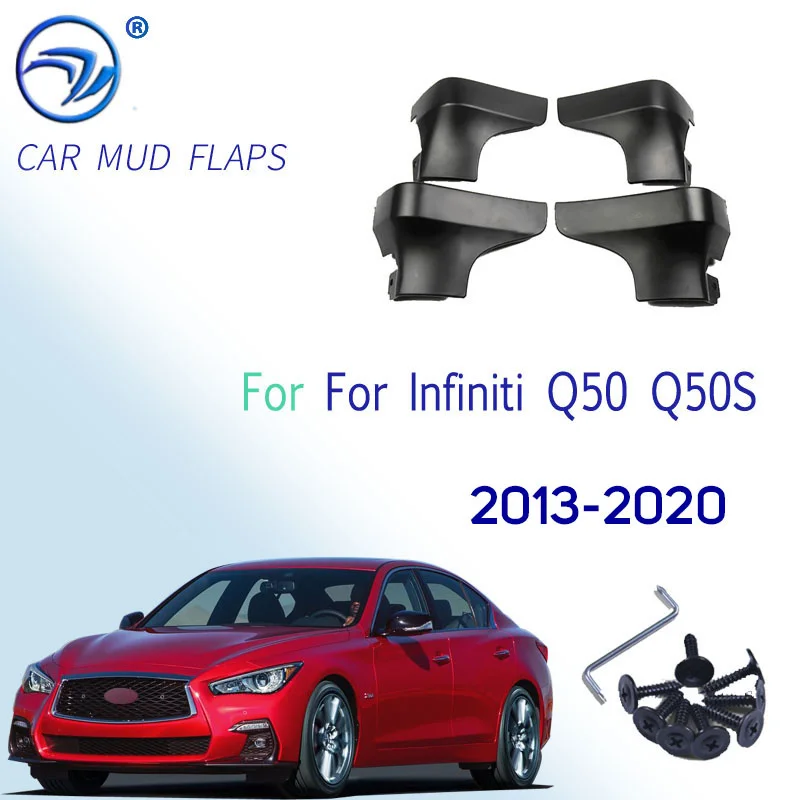 Molded Mud Flaps For Infiniti Q50 Q50S 2013 - 2020 Mudflap Splash Guards Mudguard Fender Front Rear 2014 2015 2016 2017 2018