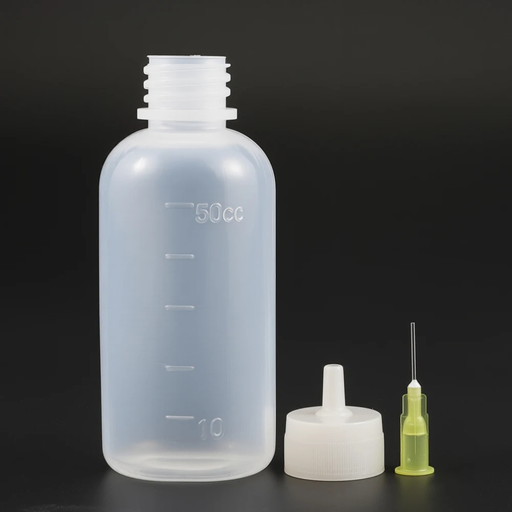 6pcs 50ml Transparent Glue Bottle Squeezable Applicator Plastic Liquid Bottle with 50pcs Dispensing Needle Suitable for Glue DIY