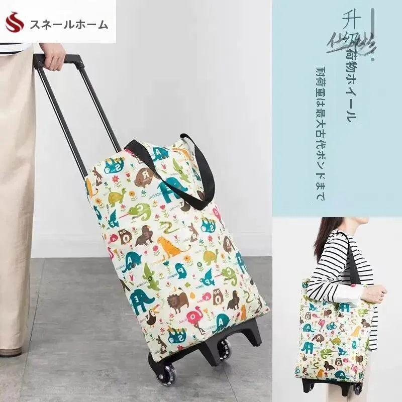 portable-shopping-cart-vegetable-buying-hand-pulling-cloth-bag-home-luggage-stainless-steel-body-foldable-design-for-housewives