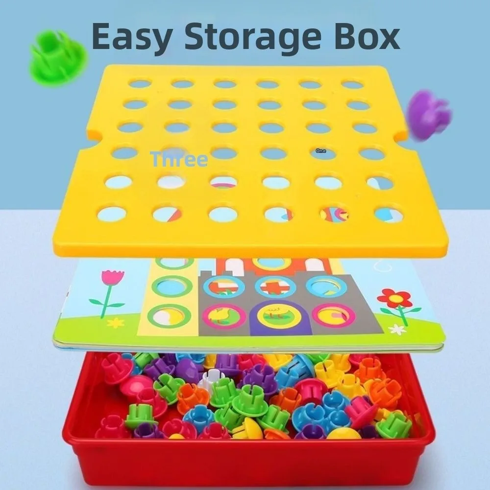 Rompecabezas de uñas con forma de seta y animales de dibujos animados, rompecabezas sensorial Montessori DIY, aprendizaje cognitivo divertido, rompecabezas a juego de colores