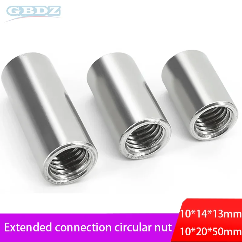

1-5pcs M10 304 Stainless Steel Extension Thicken Round Coupling Nut Connector Joint Sleeve Nut