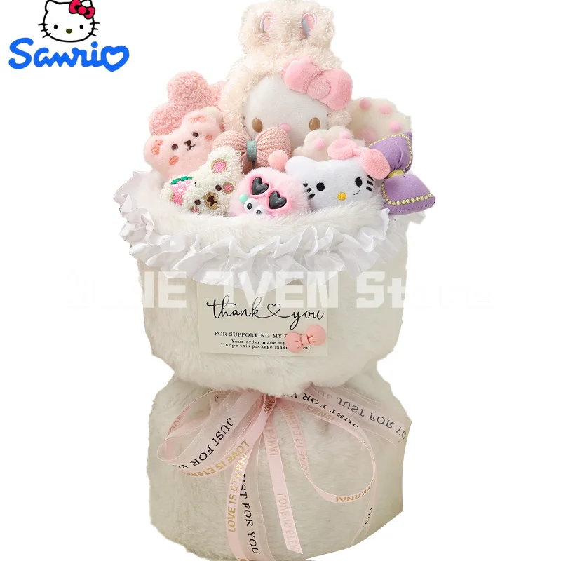 2024 nuovo Anime Sanrio Kawaii Hello Kitty My Melody Cartoon peluche bambola Bouquet natale fidanzata regalo di compleanno romantico