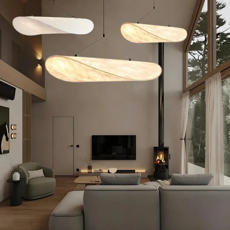 

Nordic Tense Chandelier LED Ceiling Chandelier for Living Room Home Decor Adjustable Handmade Silk LED Pendant Hanging Lamp