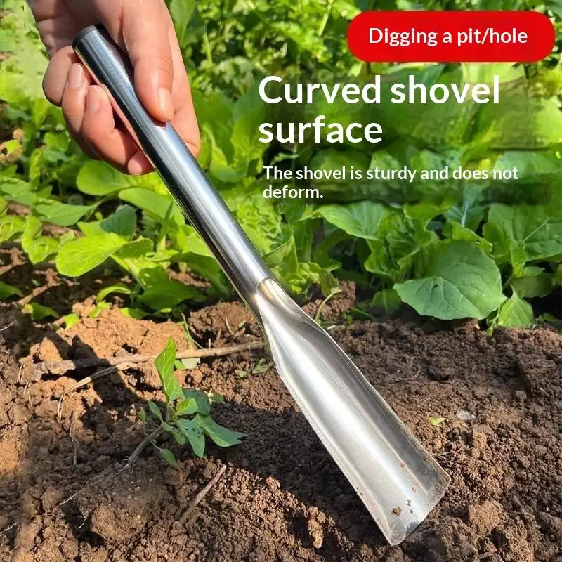 【BA】Stainless Steel Garden Shovel Mini Hand Trowel Leaf Spade For Potting Planting Vegetable Weeding Beach Gardening Work