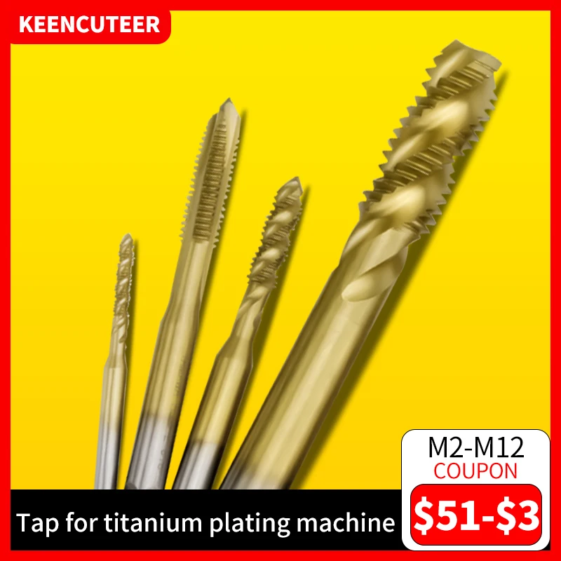 

Titanium Plated Tapping Tool High Speed Steel Machine Straight Point Tap/Spiral Flute Tap M2 M2.5 M3 M4 M5 M6 M7 M8 M10 M12