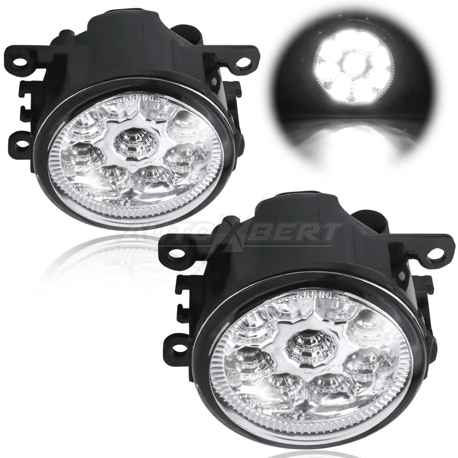 A Pair Front LED Fog Light Lamps White Headlight For Renault Megane 2 3 CC Duster Logan Fluence Koleos Kangoo Sandero Waterproof