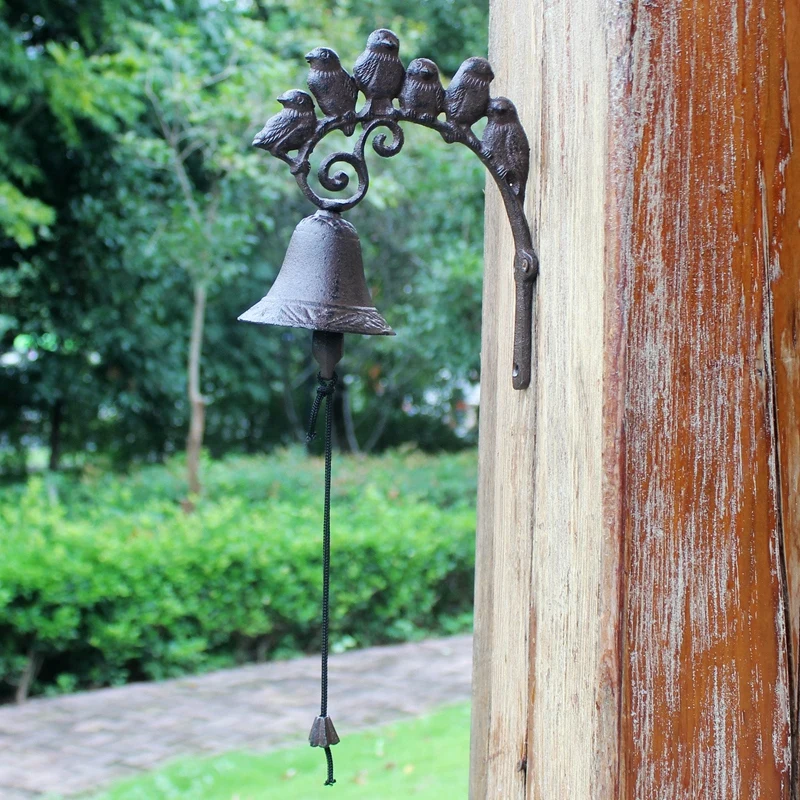 

Creative Retro Ironwork Six-Bird Doorbell, Cast Iron Villa Entrance Bell, Hand-Rung Chime, Home Wall Decoration