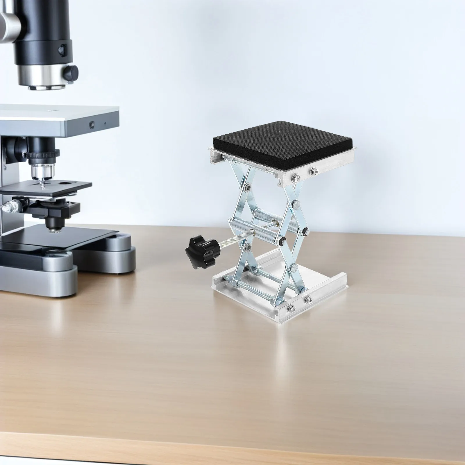 Laboratory Scissor Lift Table 4X4 Inch Stainless Steel Platform 60-155Mm Height 5Kg Load For Lab Equipment Lifting Support Rack view 4