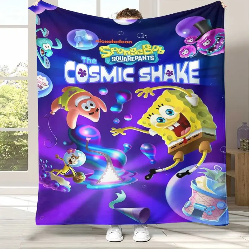 3D Bikini Bottom S-SpongeBob Cartoon Flannel Throw Blanket,Cozy Warm Blanket for Bed,Sofa,Living Room,Picnic,Camping,Home Decor