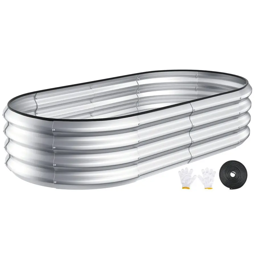 

Raised Garden Bed, 4x2x1 FT Galvanized Steel Metal Raised Garden Bed, Oval OpenBottom Design, 12Inch Deep for Outdoor Vegetable