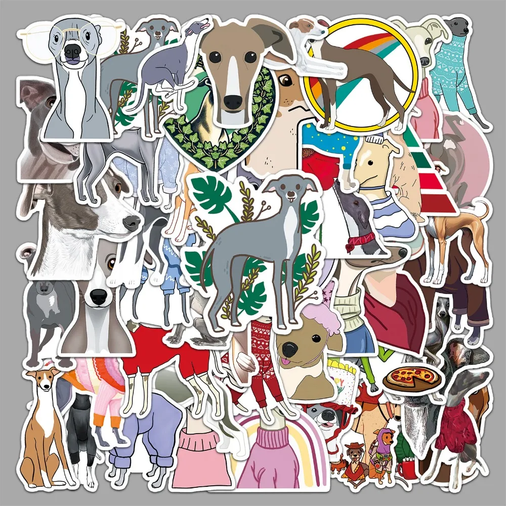 10/50pcs Cute British Pet Dog Sticker Greyhound Stickers Vinyl Decal for Luggage Laptop Phone Scrapbook Sticker Kids Toy