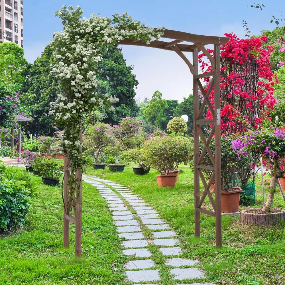 

Wooden Garden Arbor, Wedding Arch, 6.6ft Arch Backdrop Stand for Ceremony, Wood Trellis for Plant Climbing, Customized