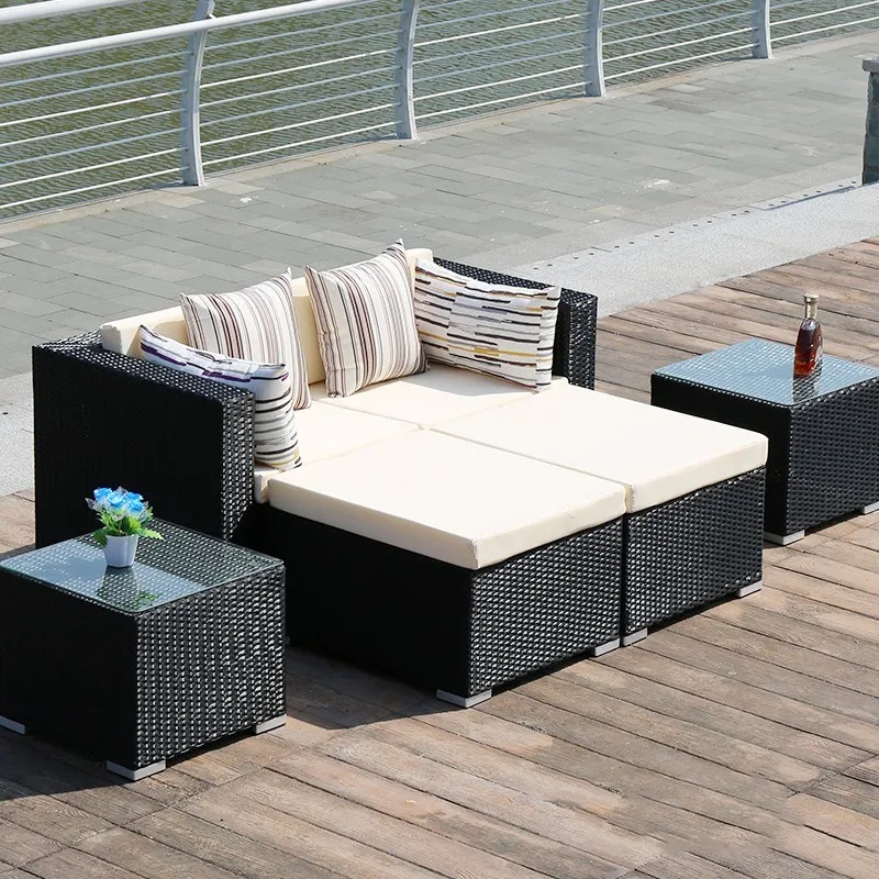 Rattan Furniture Hotel Outdoor Commercial Balcony Rattan Chair Sofa Leisure Courtyard Tea Table