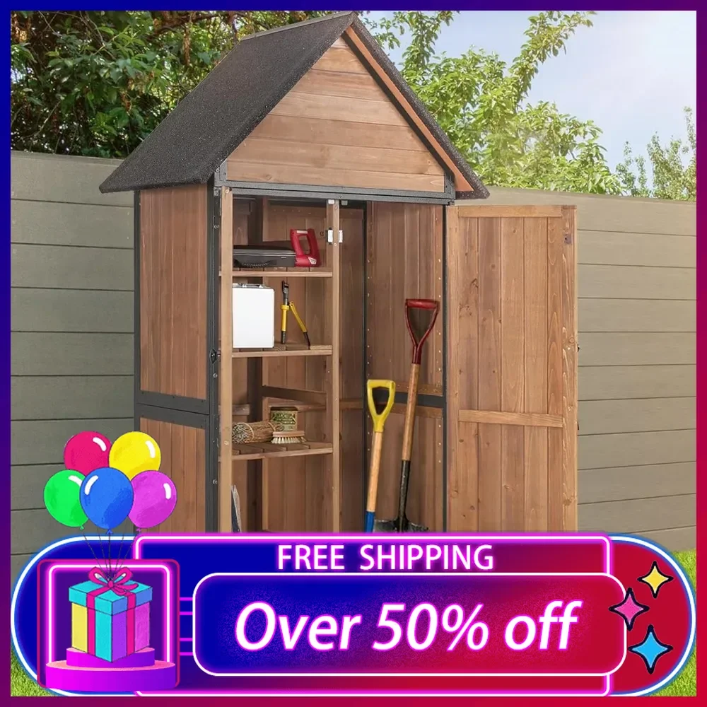 

Sheds Outdoor Storage,Garden Shed with Metal Frame Structure and Adjustable Shelves,Large Capacity Storage Tool Cabinet Box