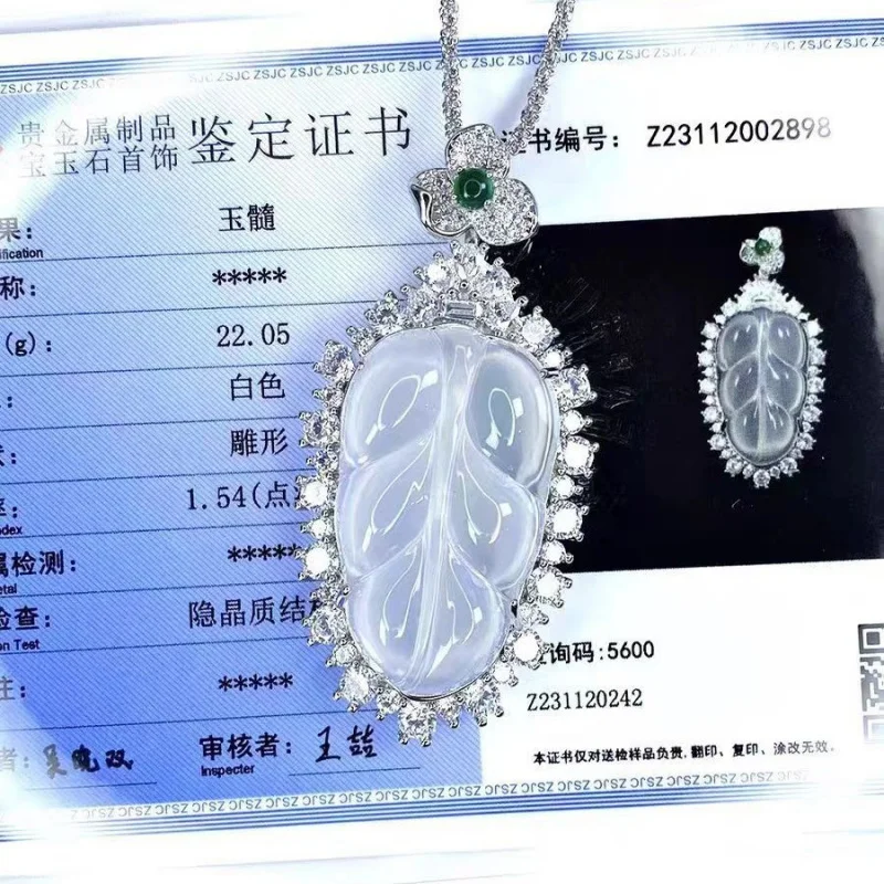 Natural Icy Chalcedony Buddha Pendant Xiaohongshu Same Style Emerald Jade Inlaid High Ice Leaf Gourd Necklace