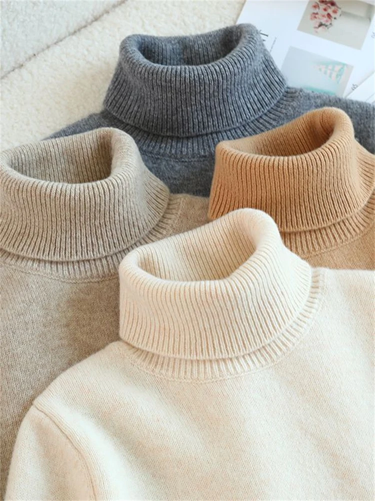 children 100% Wool Turtleneck Sweater Girls Solid Wool Undershirt Winter Warm Pullover Sweater boys cashmere adolescent Sweater