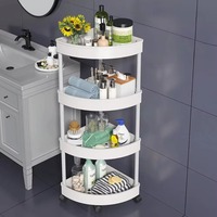 Bathroom Triangle Shelf Movable Multilayer Storage Shelf Rolling Cart Toilet Organizer Gap Storage Kitchen Corner Storage Rack