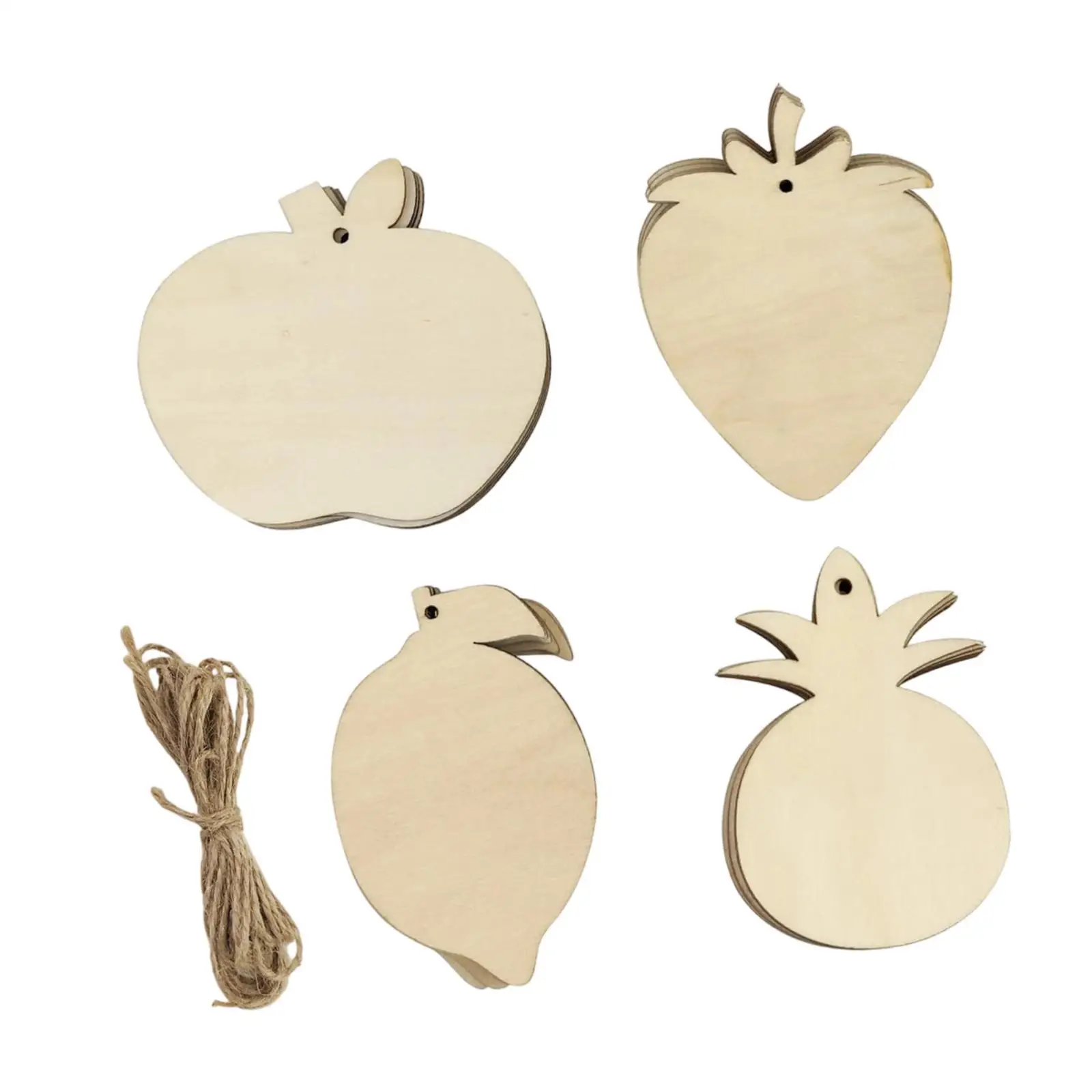 32Pcs Unfinished Wood Fruit Shapes Wooden Pieces Slices Holiday Unpainted Wood Cutouts Blank Discs for Wedding Home Classroom