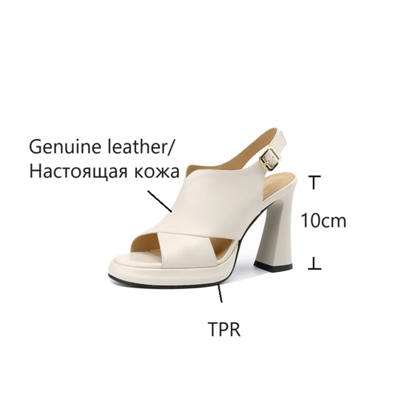 Summer Women Sandals Open Toe Super High Heel Shoes Genuine Leather Shoes for Women Cross-tied Platform Slingback Modern Sandals