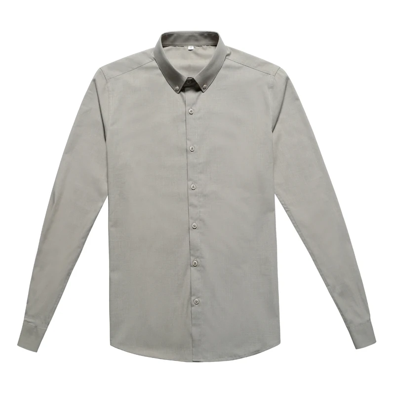 

Мужская приталенная рубашка с длинным рукавом, повседневная, весенняя, не требующая глажки, в корейском стиле, деловая, молодежная, однотонная, для мужчин