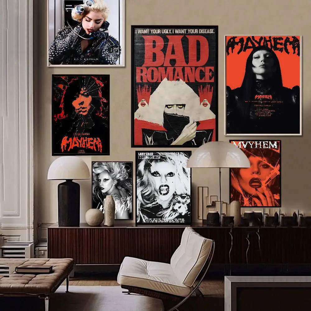 شعبية الكلاسيكية المغني L-lady-GagaS Vintage الملصقات لزجة الرجعية كرافت ورقة ملصق DIY بها بنفسك غرفة بار مقهى ملصقات طلاء جدران #1