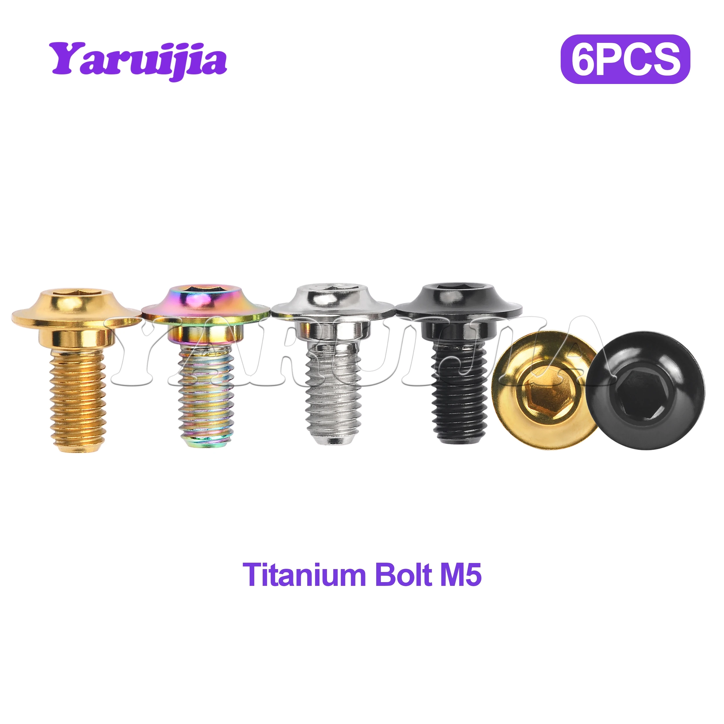Yaruijia-tornillos de titanio Gr5, juego de M5 para bicicleta de carretera, zapatas de freno, abrazadera, almohadilla, 6 piezas