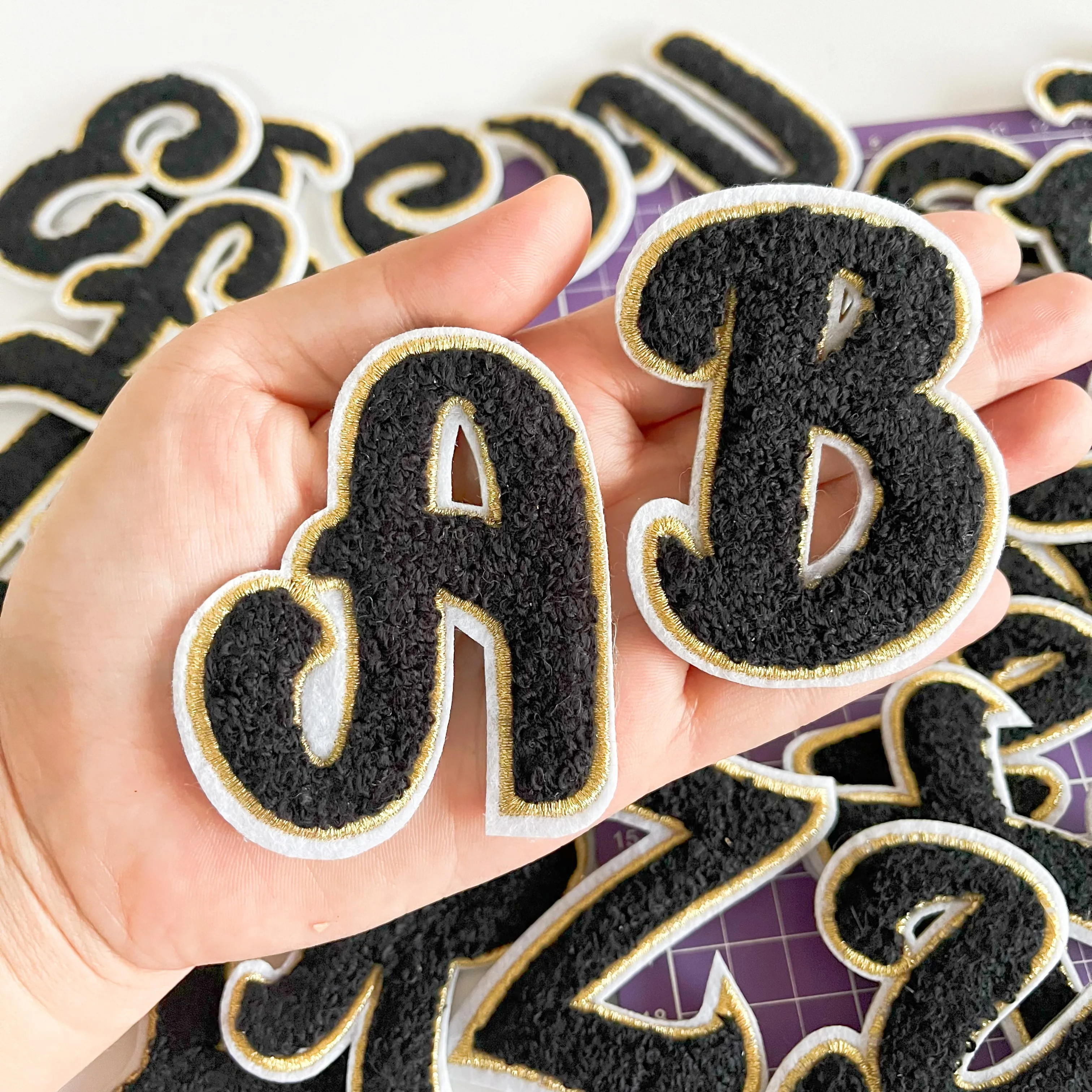 Black Towel Embroidered English Letters Alphabet Patches For Clothing Bags Jacket Sew On Accessories DIY Name Patch Applique