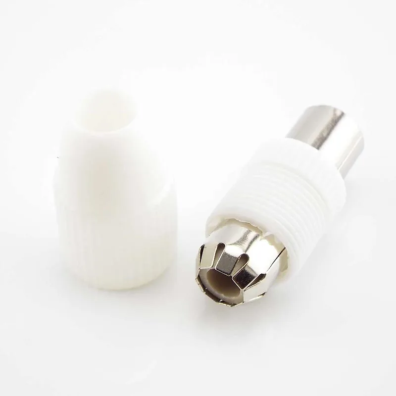 75-5 لحام مجاني RF التلفزيون ذكر أنثى التوصيل 9.5 TV RF محطة هوائي موصل أبيض اللون 9.5 فيديو محول القابس C1 #5