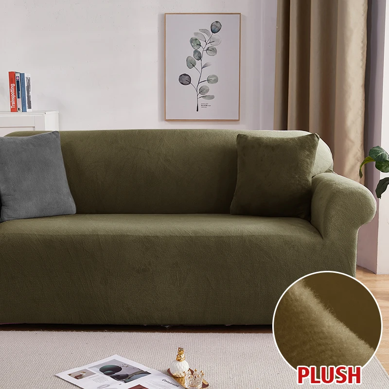 Plush Fabric Sofa Covers for Living Room 1/2/3/4 Seats Elastic Stretch Couch Cover L Shaped Sofa Slipcover Furniture Protector