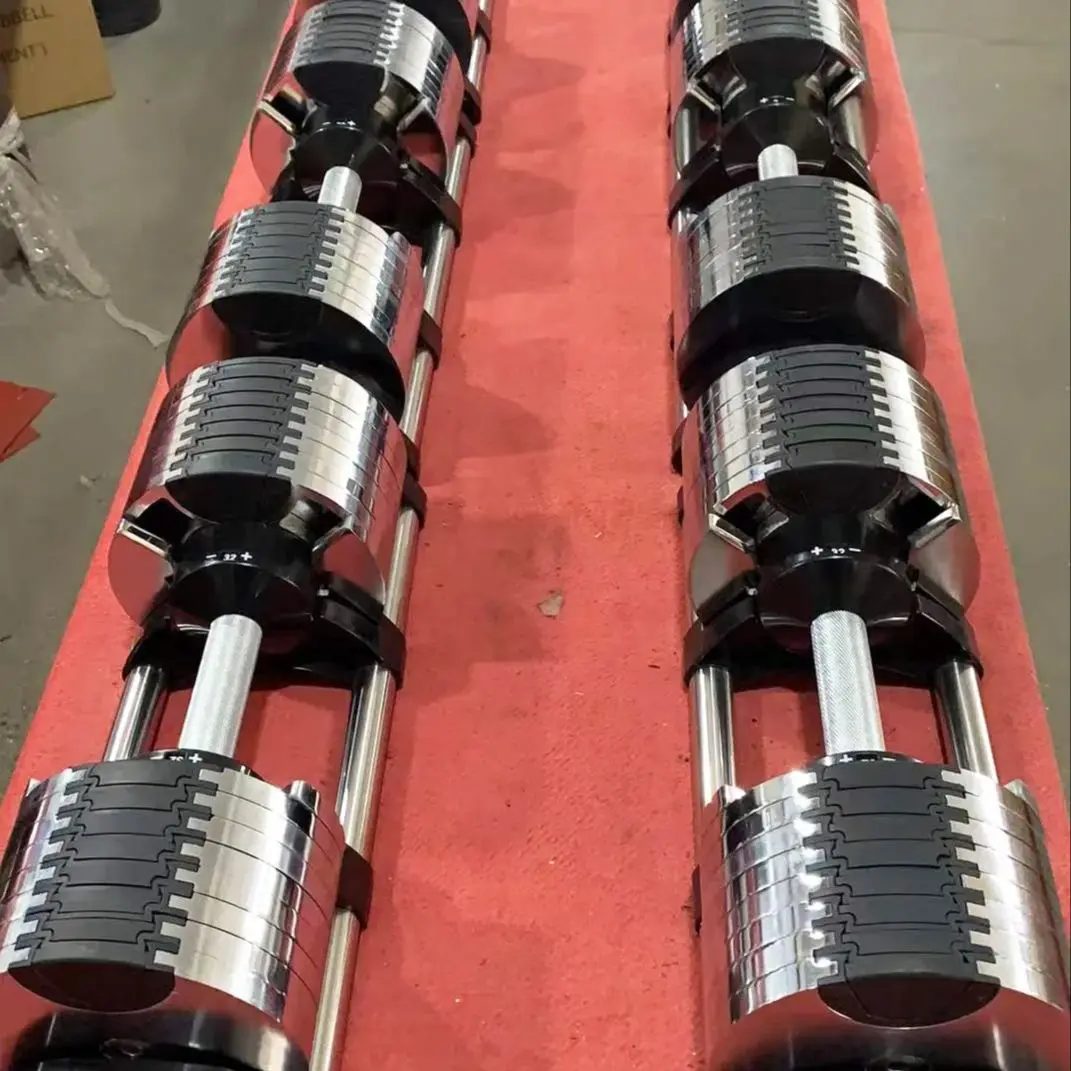 Chrome Adjustable Dumbbells Set 2kg(5lb) or 4kg(9lb) Increase Max 45kg(100lb) Home Fitness Pair Dumbbells