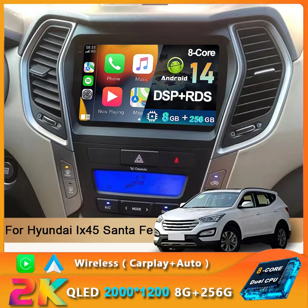 

Автомагнитола на Android 14, мультимедийный плеер для Hyundai Ix45 Santa Fe 2013, 2014, 2015, 2016, 2017, GPS навигатор, стерео, Bluetooth, rds