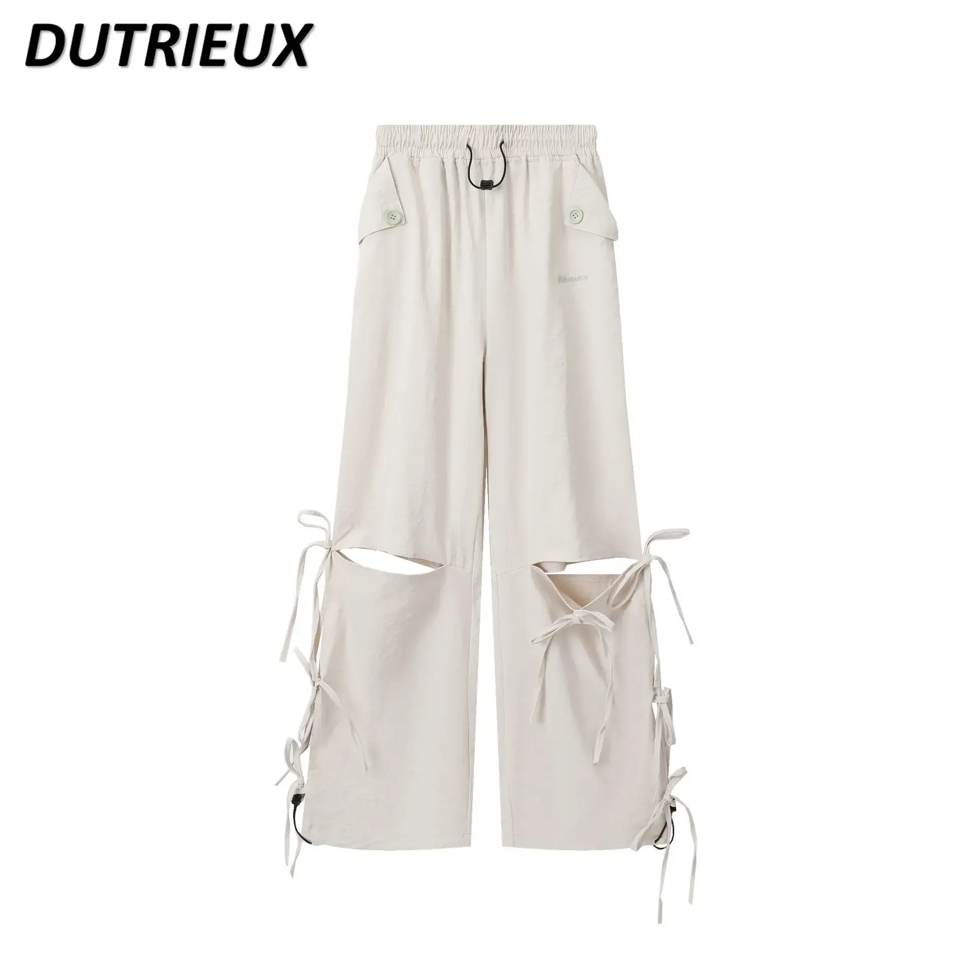 2024 Spring Summer New Girl Solod Color All-Matching Casual Trousers Streetwear Style High Waist Loose Women's Long Pants