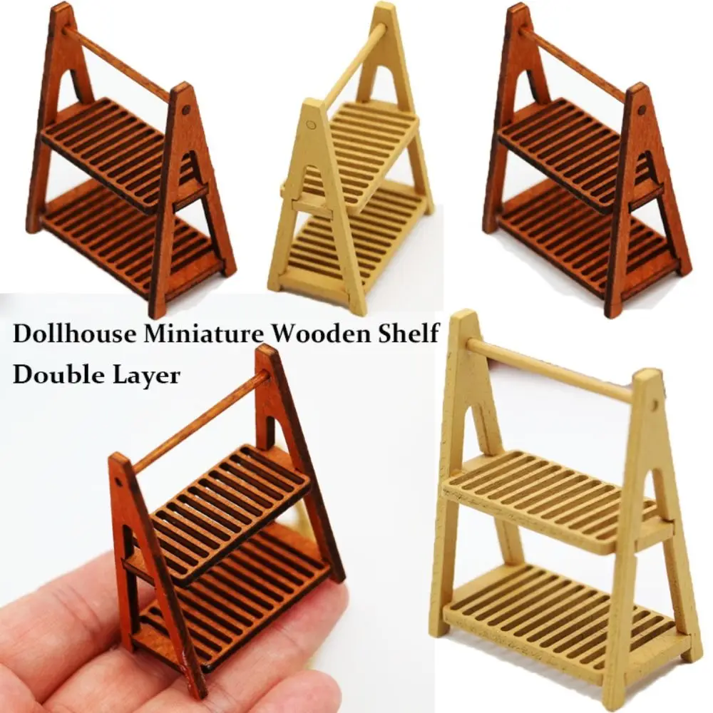 Miniature Wooden Shelf Dollhouse Storage Box Doll House Furniture Doll Accessories Fairy Garden Scene Model