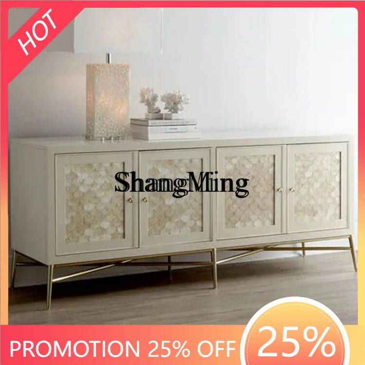 FG good-looking  solid wood modern living room foyer TV cabinet new stainless steel luxury entrance cabinet