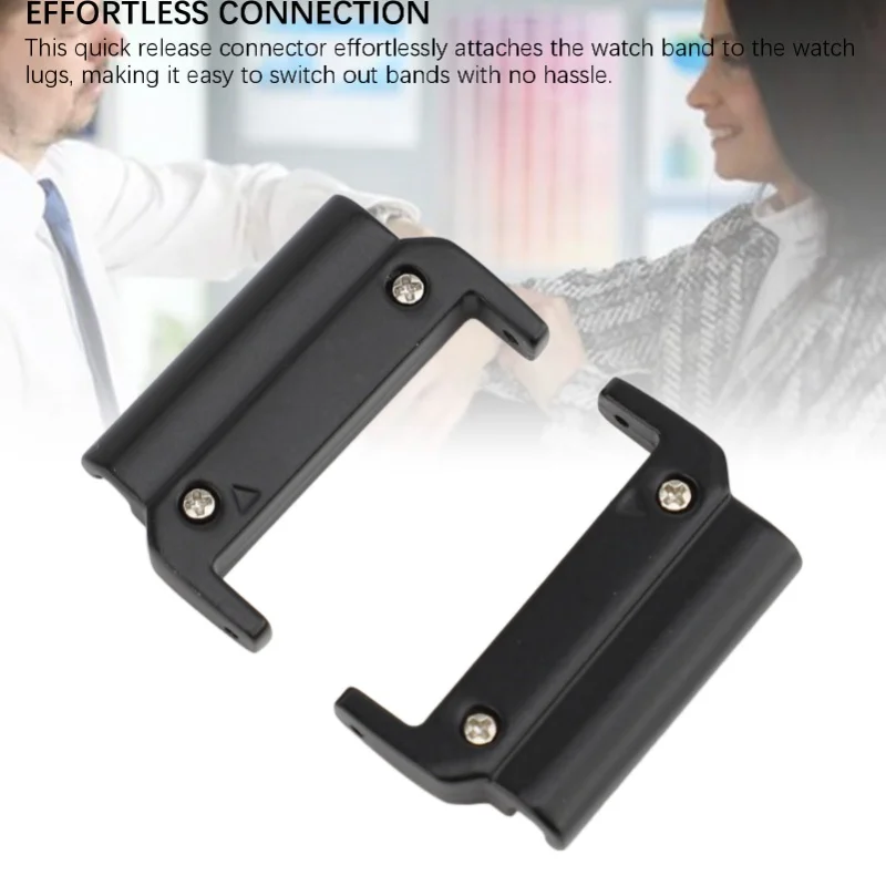 1 Pair Watch Band Adapter For Quick Fit Watch Replaceable Connector For Replacement Black 22-22mm