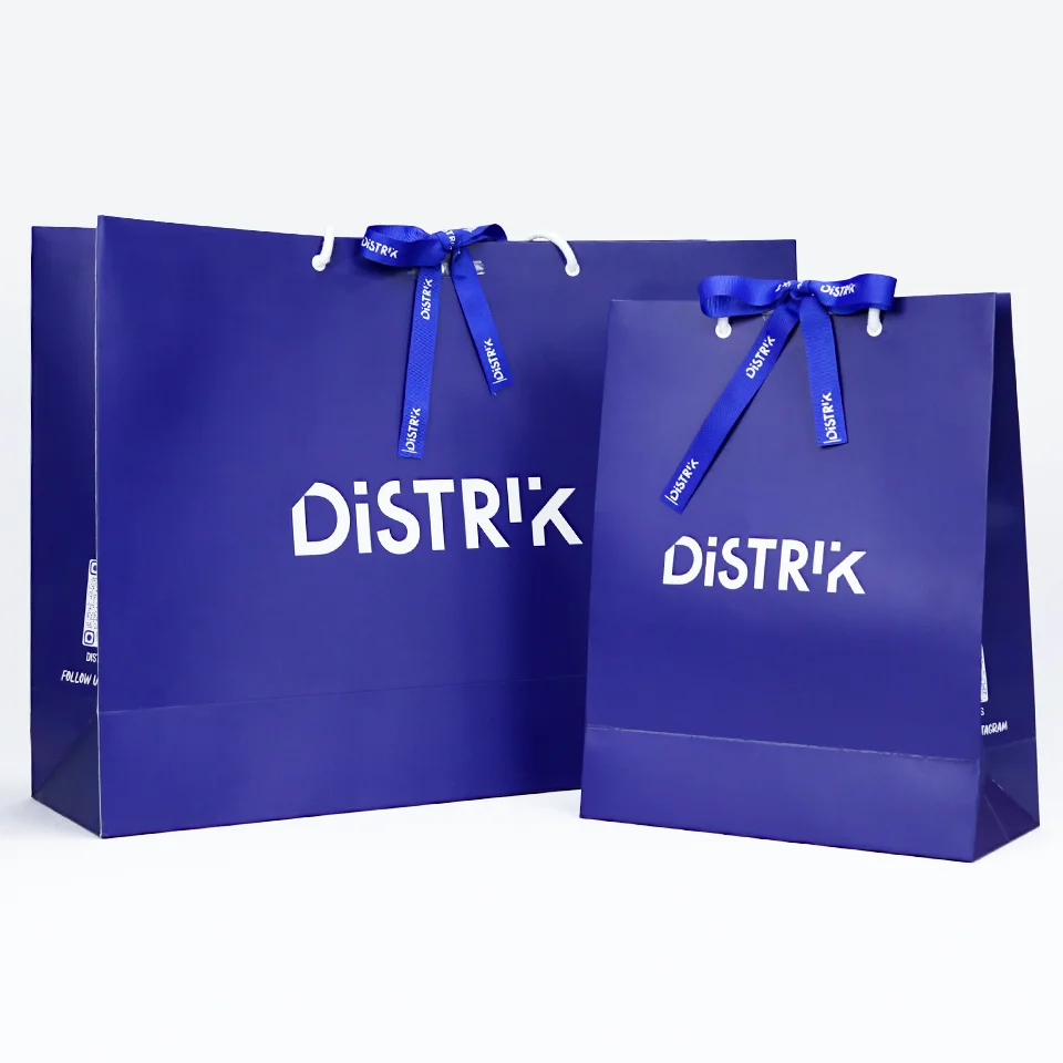 

Customized logo printing luxury high-end deep blue paper jewelry clothing packaging gift shopping bag