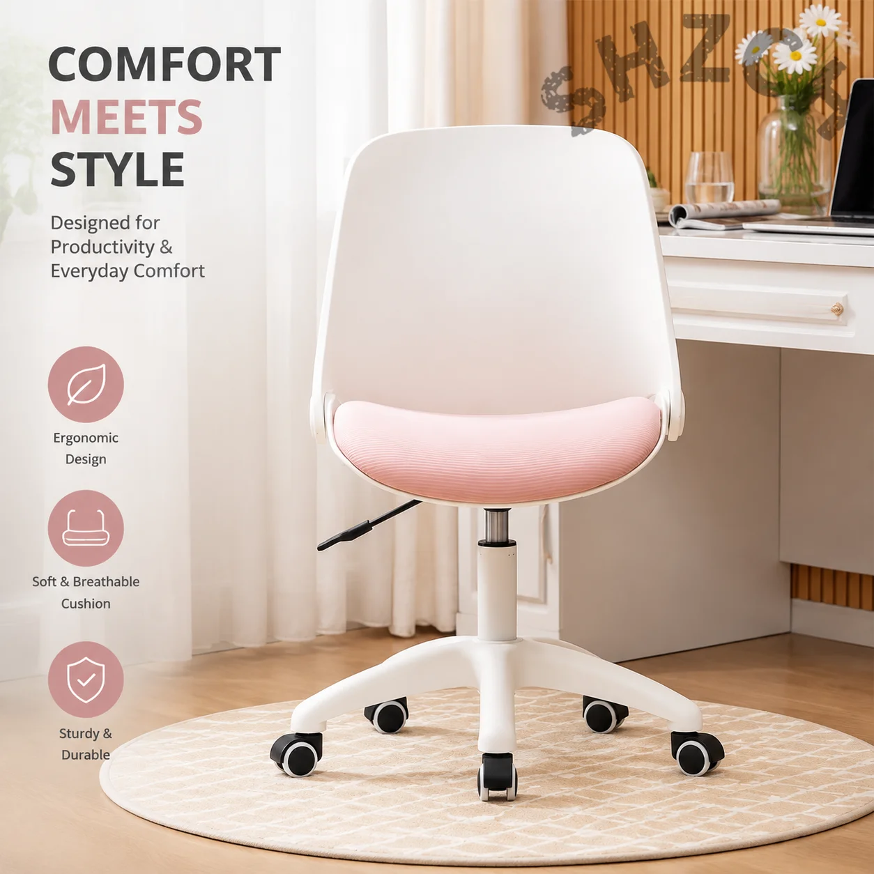 Lightweight 90° Foldable Gaming & Office Chair with Flip-Back Design for Home, Bedroom, or Study