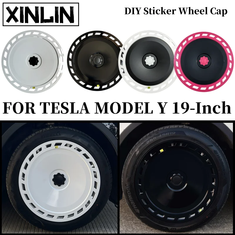 4PCS 19-Inch Wheel Caps for Tesla Model Y Wheel Cover Performance Replacement Wheel Hubcap Full Rim Cover Accessories 2018-2024