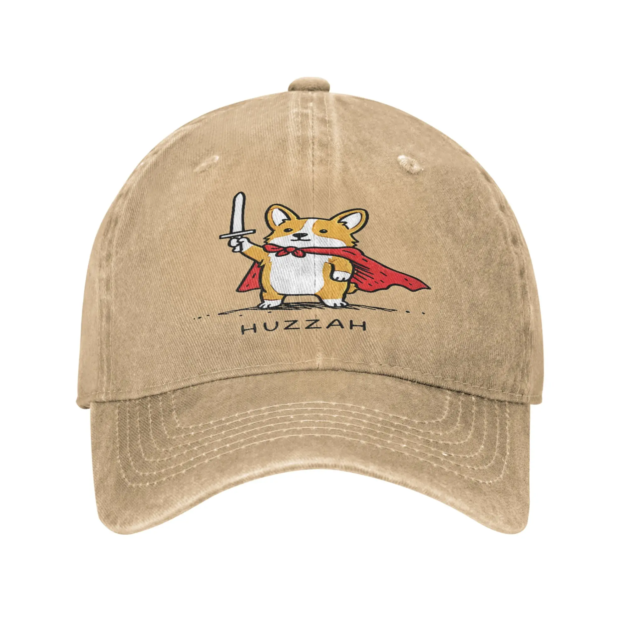 Medieval Corgi Knight Sword Huzzah Funny Quote Cap  Funny Baseball Cap Hats Visor Protection Snapback Cotton tops gorras