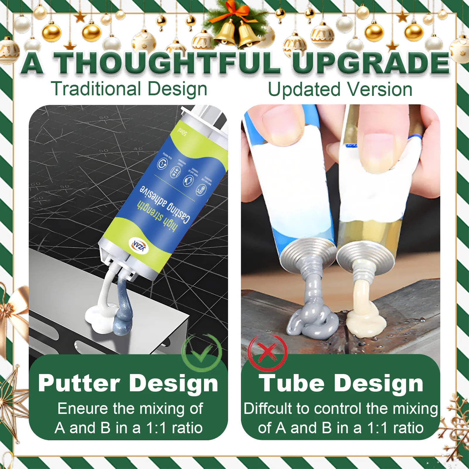 High-Strength 2-in-1 Casting Adhesive, Super Strong Ab Epoxy Glue, Fast and Waterproof Gel Adhesive, Versatile Bonding for Metal, Plastic, Ceramic, Adhesive for Glass Tube Containers.