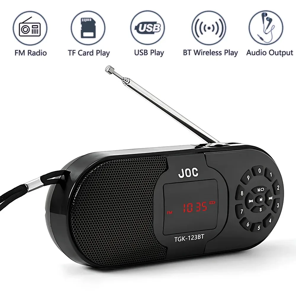 FM Radio Portable Bluetooth Stereo Wireless Speaker Supports TF Card USB Charging MP3 Music Player