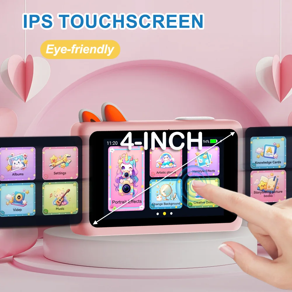 Nova câmera de aprendizagem digital AI para crianças, gravação de vídeo HD com tela sensível ao toque, tomada de fotos de beleza, câmera de aprendizagem AI Q&A