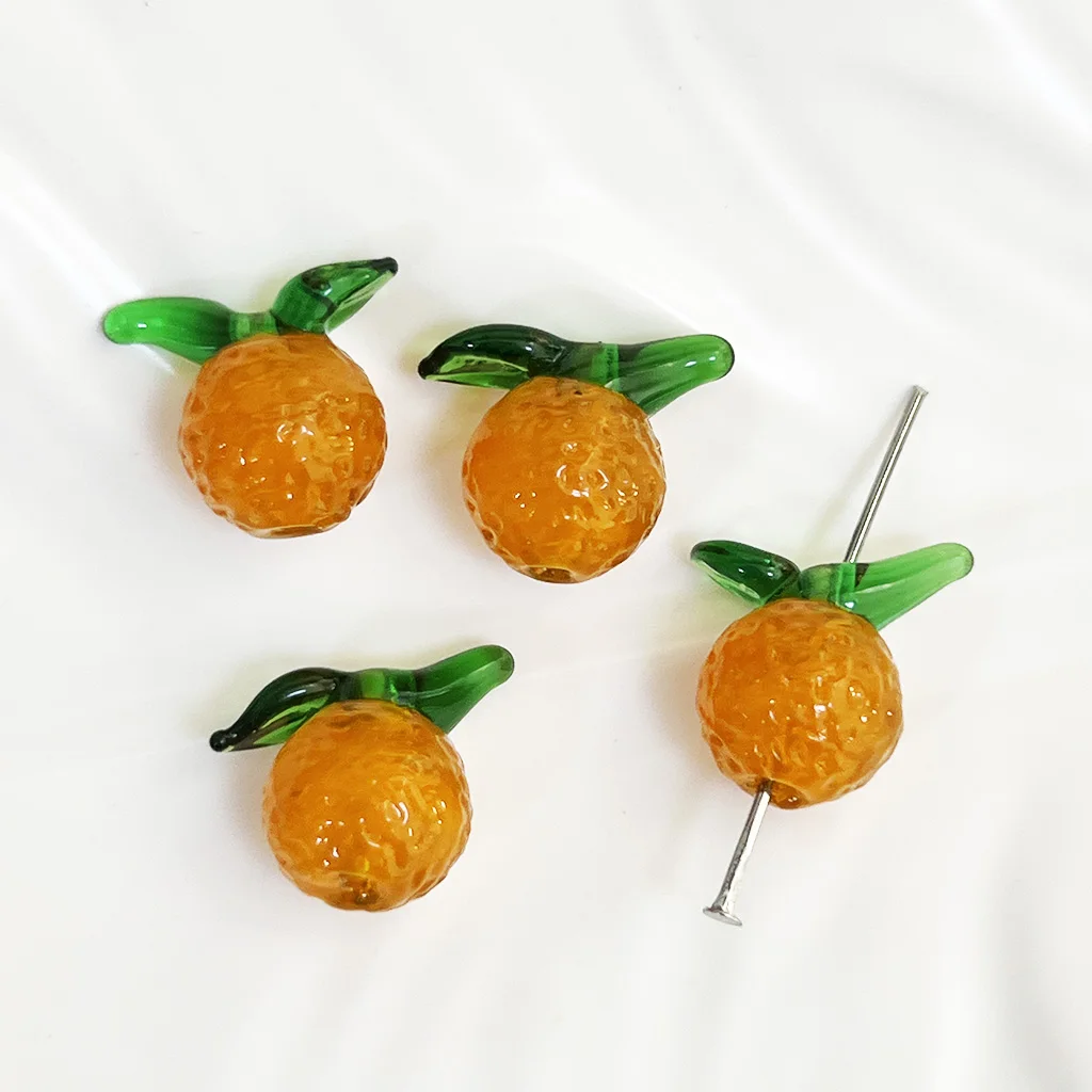 4pcs DIY Handmade Glass Fruit Beads Perforation Jewelry Accessories Ancient Method Bead Material for Crafting