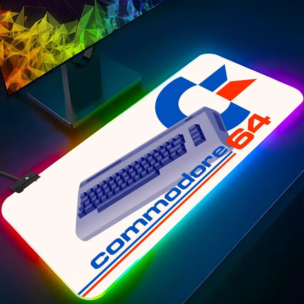 C-Commodore 64 Mouse Pad RGB Backlit Mouse Pad Laptop Mouse Pad Laptop Gamer Computer Desk Gaming Accessories