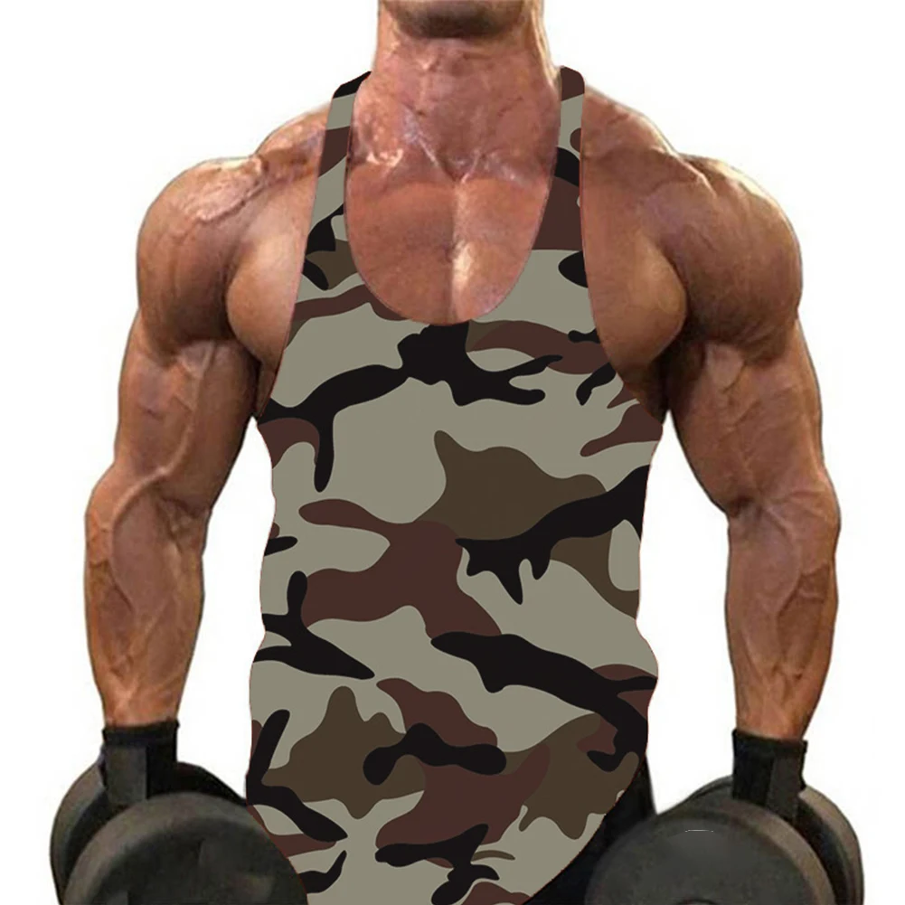 Comfy Fashion New Men Vest Running Sleeveless Beach Tee Bodybuilding Vacation Breathable Camouflage Casual Club