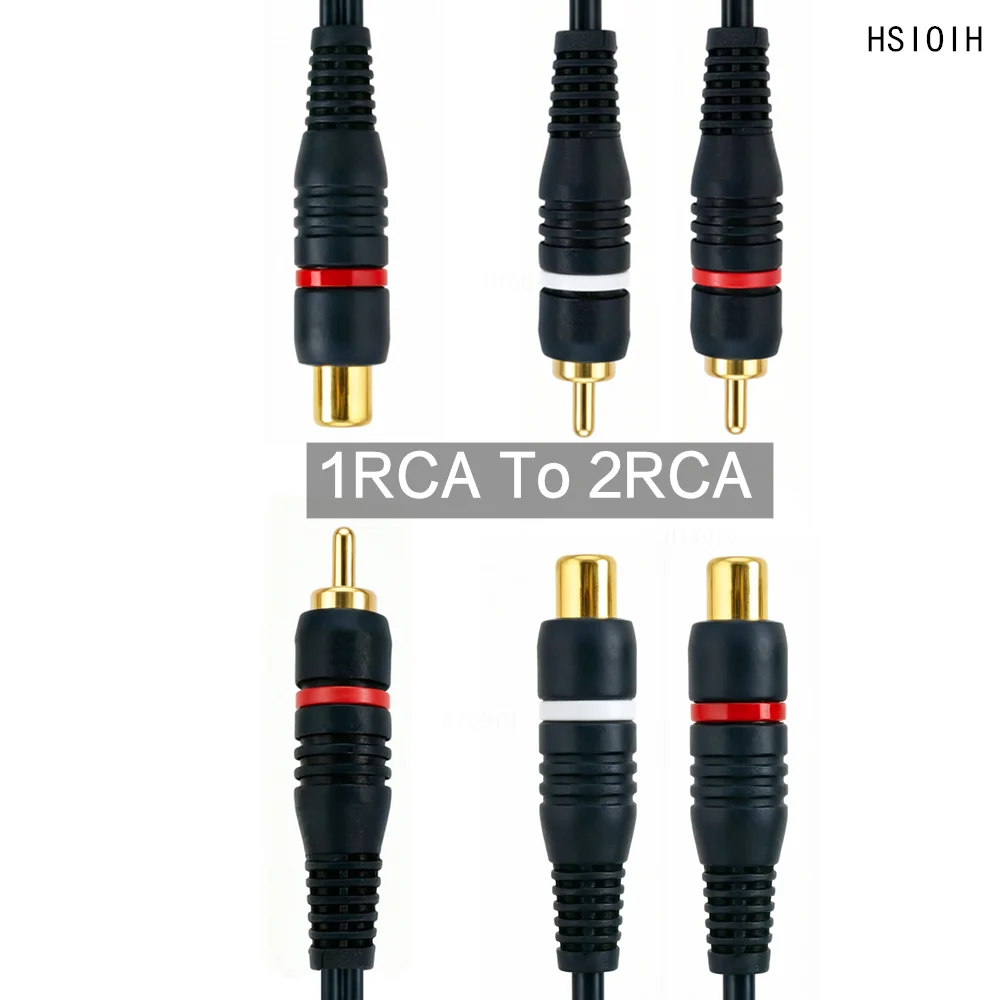 Adaptador RCA en Y, 1 RCA a 2 RCA, Macho a Hembra a Macho, Divisor en Y Corto, Cable de Audio Estéreo Digital para Subwoofer, Auto, Cine en Casa