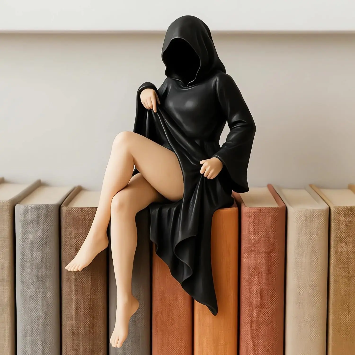 1PCS Mysterious Black Robe Queen Bookshelf Decorative Statue, Room Decor Figurines Office Desk Decoration Sculpture Holiday Gift