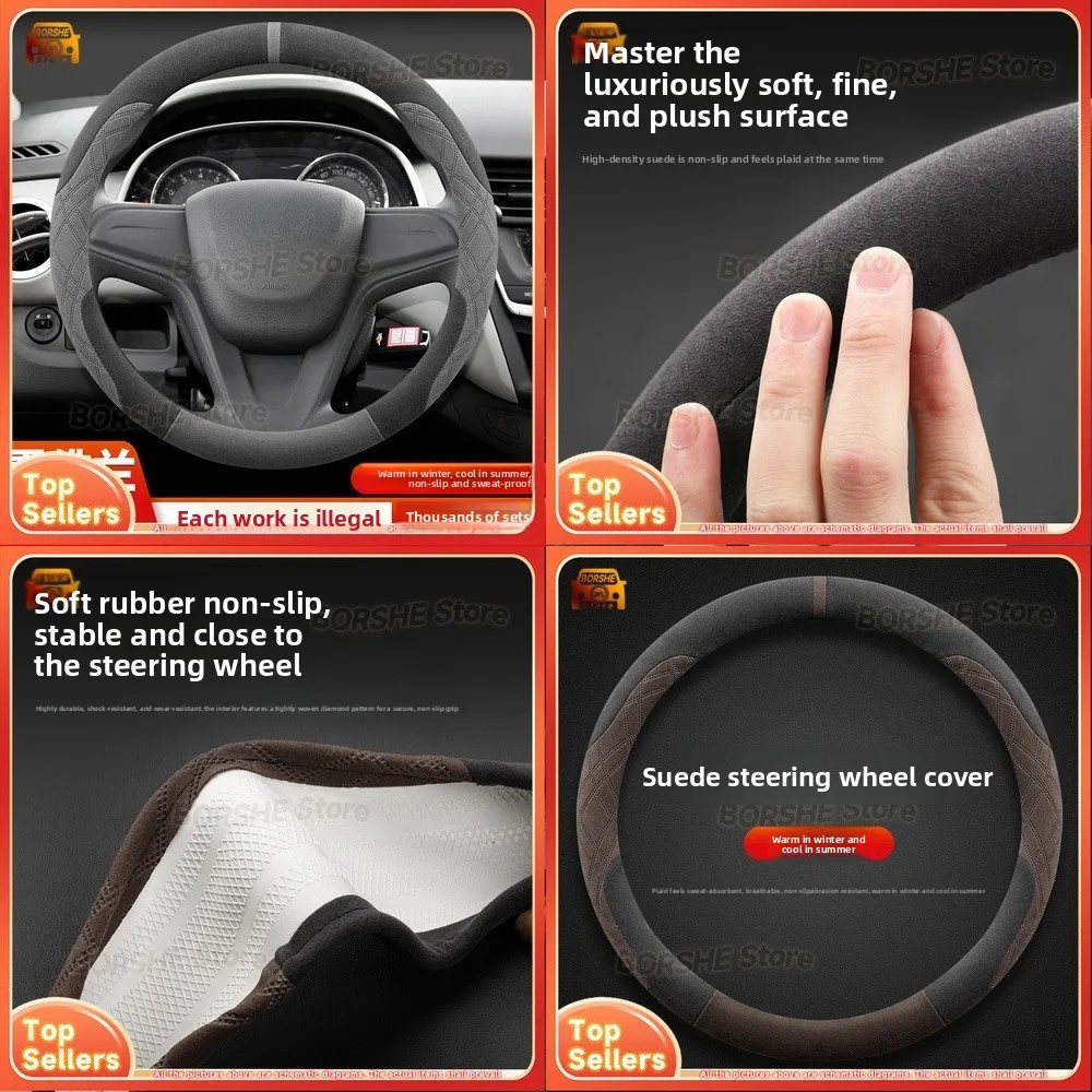 

2026 Universal Soft Plush Steering Wheel Cover Suitable for Chevrolet Sail Sedan 3 Aveo Lumina RV Winter Anti Slip Thickened Car